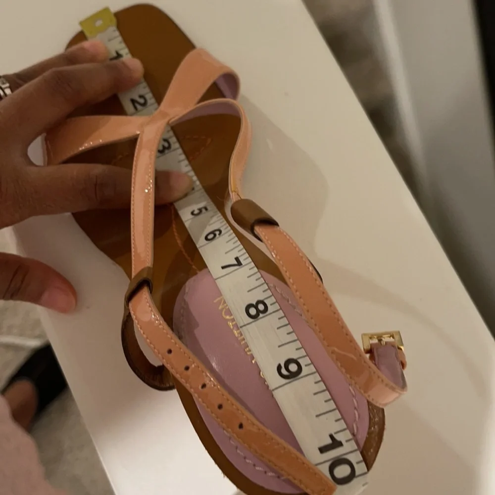 Louis Vuitton Pink and Brown Patent Leather Wedge Sandals